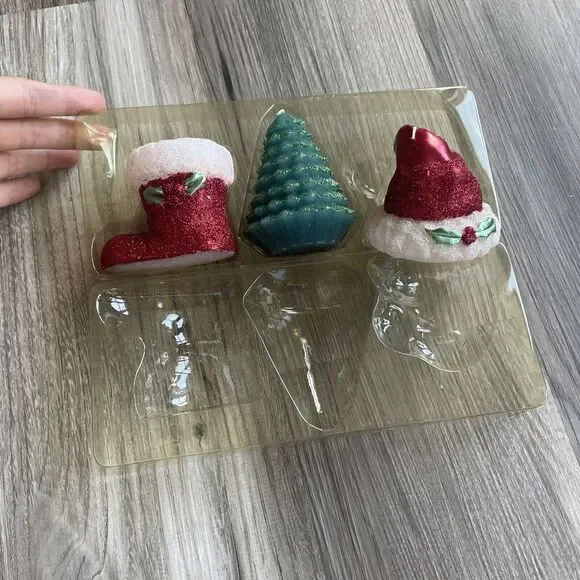 Set‎ of 3 3D Holiday Time Sculpted Candle Christmas Trees New in Container - Picture 6 of 6